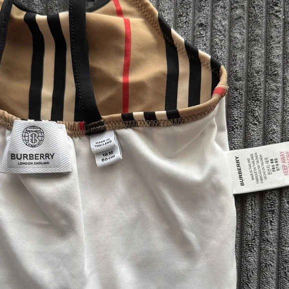 Burberry Tan and Black Kids Swim One Piece